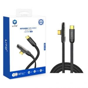 LITO LD11 TYPE-C TO C 90° Elbow Flat Braided 60W Usb Charging Cable